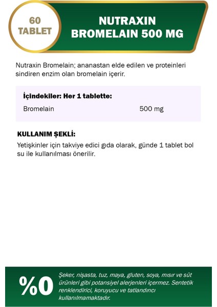 Bromelain 60 Kapsül 2 Adet