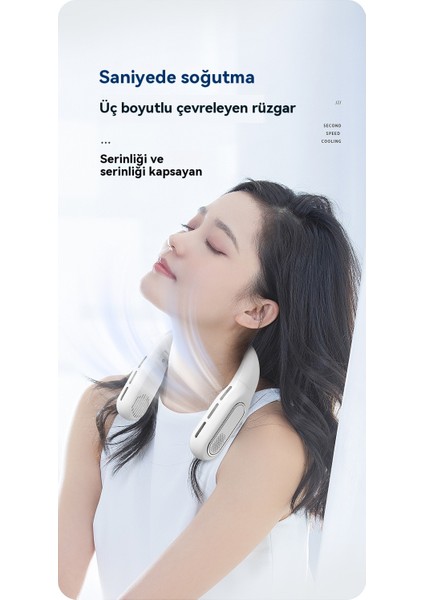 Yapraksız Katlanmış Askı Boynu Sessiz, Büyük Kapasiteli Dijital Ekran Küçük Fan (Yurt Dışından)