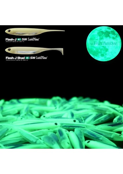 Flash J Shad Sw 10CM (4'') #134 Luminova Glow Silver Silikon Balık (5 Adet)