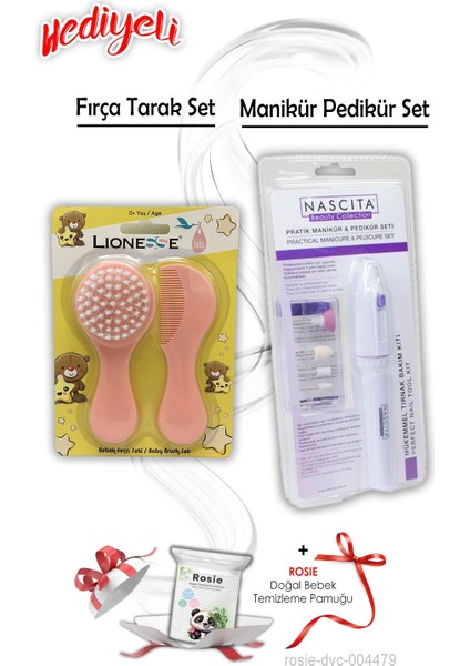Pembe Fırça Tarak Seti ve Manikür Pedikür Set Rosıe