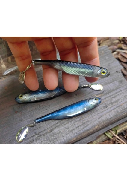 Flash J Spin Elastomer 10CM (4'') #04 Blue Shad Silver Silikon Balık (3 Adet)