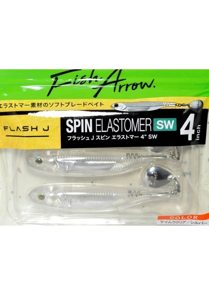 Flash J Spin Elastomer Sw 10CM (4'') #100 Shirasu Silver Silikon Balık (3 Adet)
