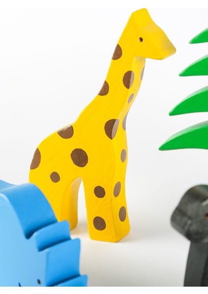 Ahşap Oyuncak Safari Hayvanları Seti – Montessori Uyumlu Doğal Ahşap Eğitici Oyuncak