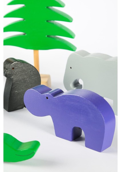 Ahşap Oyuncak Safari Hayvanları Seti – Montessori Uyumlu Doğal Ahşap Eğitici Oyuncak