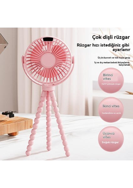 Ahtapot Bebek Arabası Taşınabilir El USB Küçük Fan (Yurt Dışından)