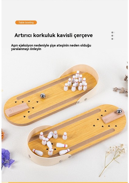 Ahşap Mini Bowling Çocuk Ebeveyn-Çocuk Interaktif Top Masa Oyunu Eğitici Oyuncaklar (Yurt Dışından)