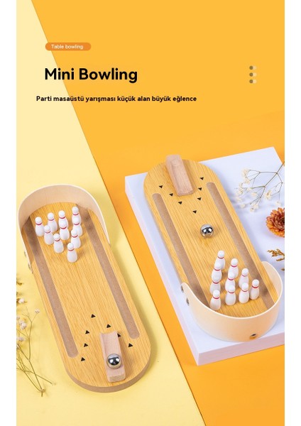Ahşap Mini Bowling Çocuk Ebeveyn-Çocuk Interaktif Top Masa Oyunu Eğitici Oyuncaklar (Yurt Dışından)