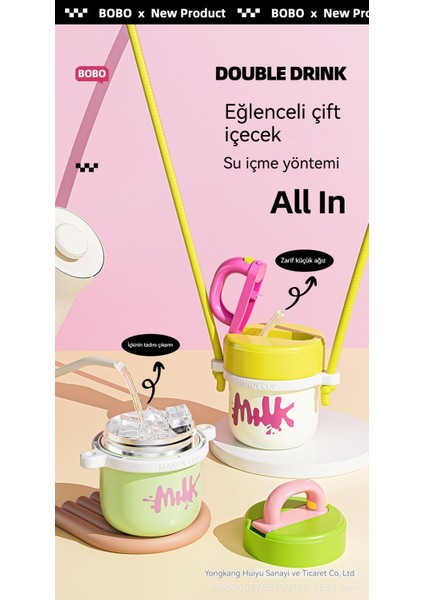 Macaron Bobo Termos Bardak Taşınabilir 316 Paslanmaz Çelik Çocuk Pipet Bardak (Yurt Dışından)