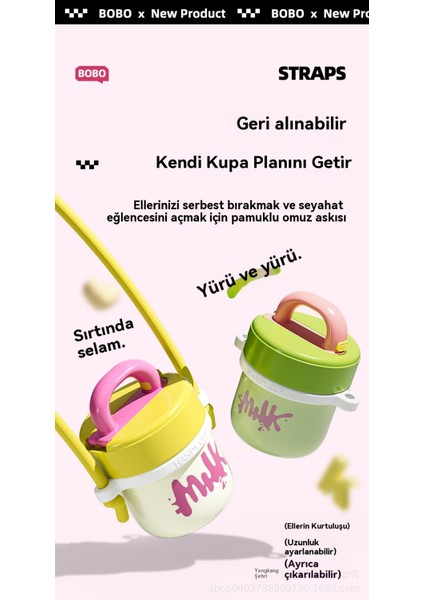 Macaron Bobo Termos Bardak Taşınabilir 316 Paslanmaz Çelik Çocuk Pipet Bardak (Yurt Dışından)