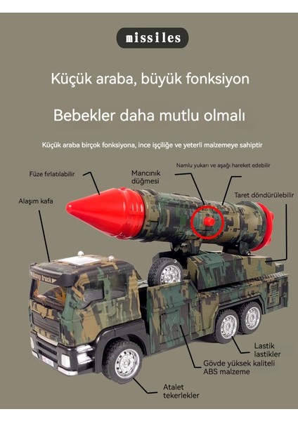 Çocuk Askeri Alaşımlı Füze Fırlatma Araba Modeli Oyuncak (Yurt Dışından) fiyatları