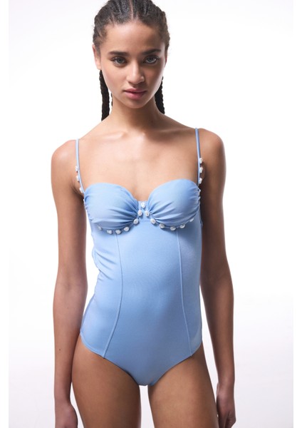 Mavi Tokalı Mayo - Gamze Erçel Koleksiyonu