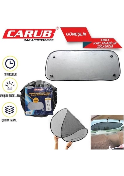 Carub Güneşlik Perde Arka Oval Vantuzlu 100X50 fiyatları