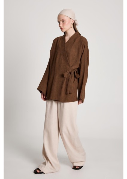 Bellamy Bağlamalı Keten Kimono Kahve indirimleri
