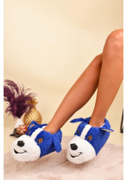 Unisex Köpek Figürlü Peluş Panduf Ev Pandufu Ev Botu