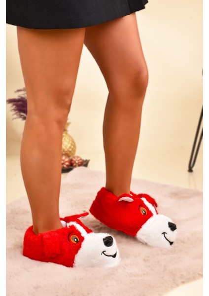 Unisex Köpek Figürlü Peluş Panduf Ev Pandufu Ev Botu