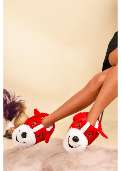 Unisex Köpek Figürlü Peluş Panduf Ev Pandufu Ev Botu