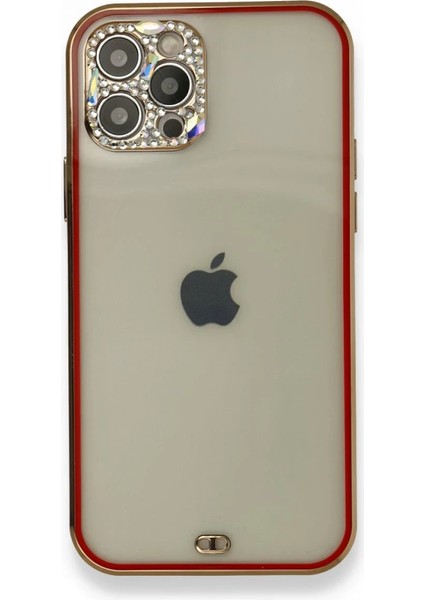 Iphone 12 Pro Kılıf Liva Taşlı Silikon - Kırmızı Bstmy