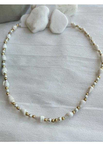 Deniz Kabuk Tasarımlı Kristal Boncuk Yazlık Trend Kolye