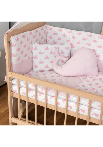 Ahşap Organik Beşik Anne Yanı Beşik 3 Kademeli Lüx Bebek Beşiği 60 x 120 cm - Pembe Balina Uyku Setli & Soft Yataklı modelleri