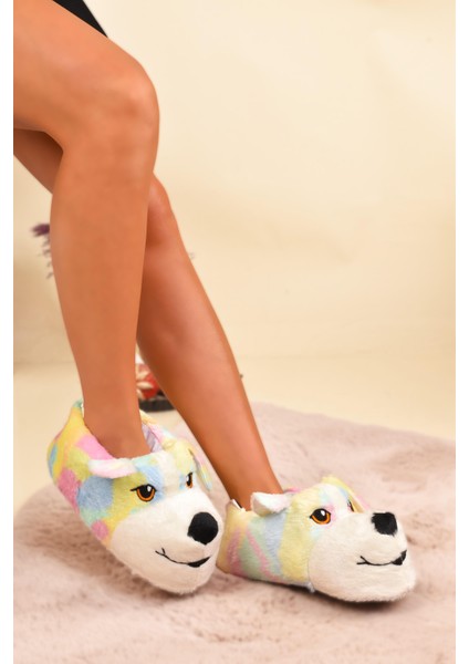 Unisex Köpek Figürlü Peluş Panduf Ev Pandufu Ev Botu