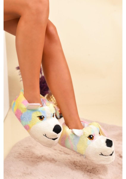 Unisex Köpek Figürlü Peluş Panduf Ev Pandufu Ev Botu fiyatları