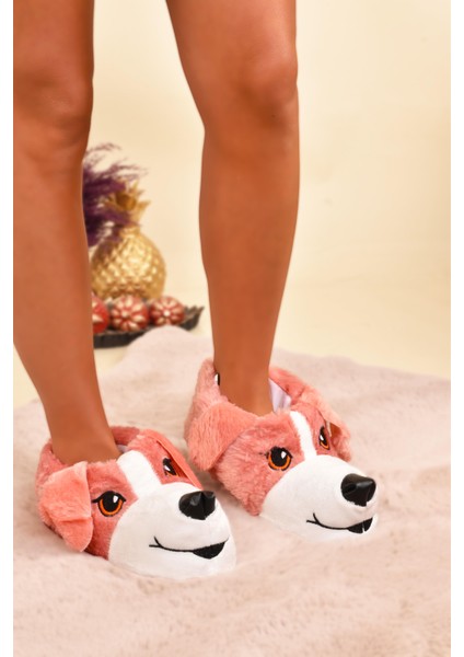 Unisex Köpek Figürlü Peluş Panduf Ev Pandufu Ev Botu modelleri