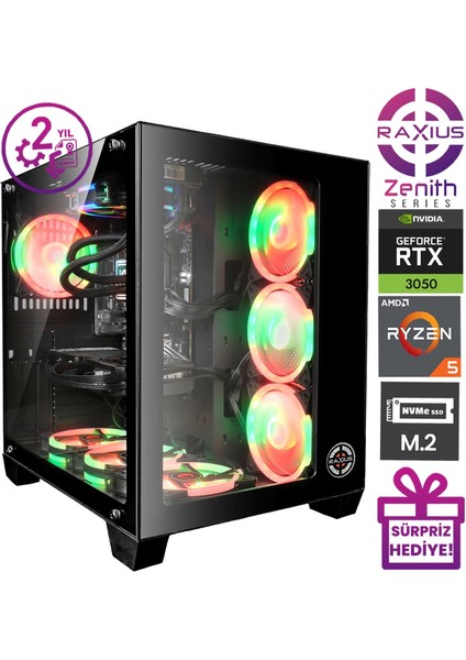 Zenith Z1 R5 3050-56A016 Ryzen5 5600 64 GB 2TB SSD RTX3050 8 GB Windows 11 Pro Gaming Masaüstü Bilgisayar