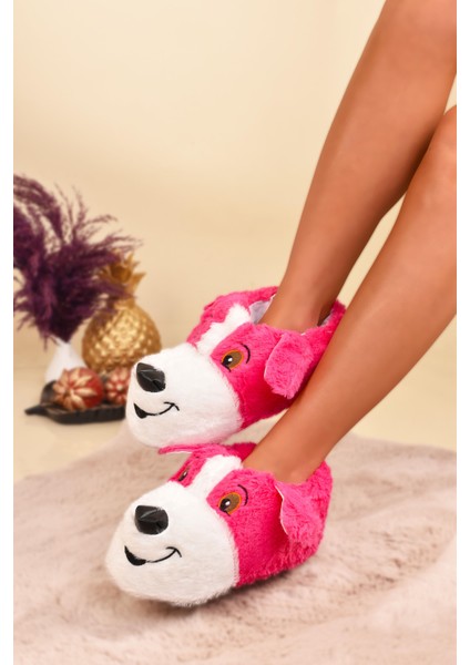 Unisex Köpek Figürlü Peluş Panduf Ev Pandufu Ev Botu