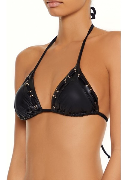 Suni Deri Üçgen Bikini Üstü