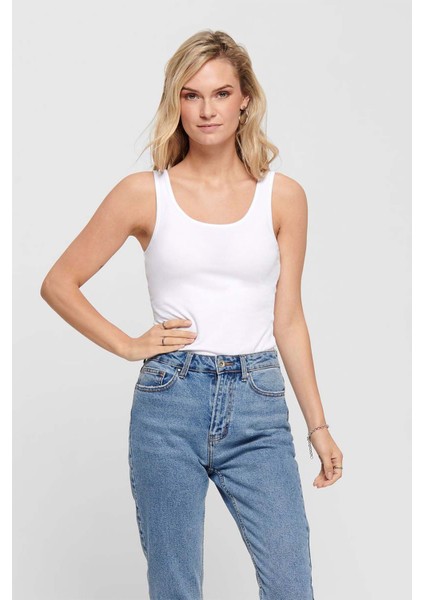 Kadın Günlük Basic Düz Kolsuz Bluz Atlet - 15095808