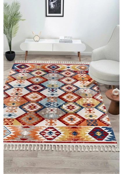 Antique AN002 Çok Renkli Hav Toz Vermez Salon Mutfak Koridor Oturma Odası Yolluk Halı modelleri