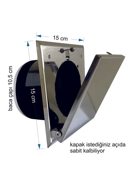 Aspiratör Marin 02 DEKORATIF 304 Paslanmaz Panelli, 100 lük, Sessiz Banyo, Wc, Mutfak Aspiratörü, 100 M3/h, Baca Çapı 99 Mm. Geri Tepme Valfli, Duvar ve Tavan Tipi Aspiratör [enerji Sınıfı A]