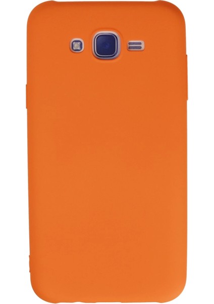 Samsung Galaxy J7 Kılıf Nano Içi Kadife Silikon - Turuncu Bstmy