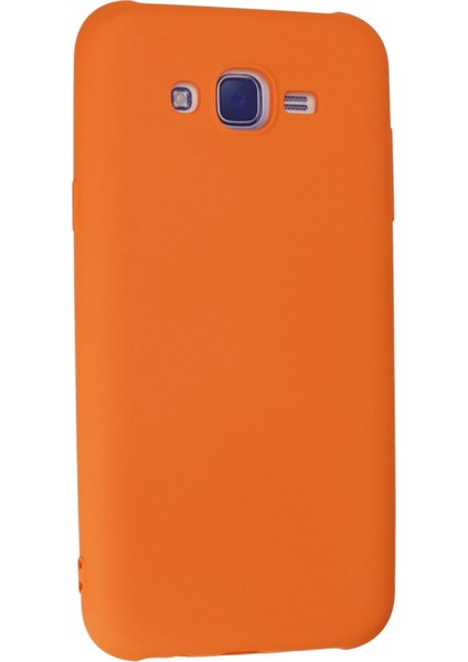 Samsung Galaxy J7 Kılıf Nano Içi Kadife Silikon - Turuncu Bstmy