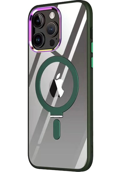 Iphone 13 Pro Kılıf Magneticsafe Standlı Kapak - Köknar Yeşili Bstmy
