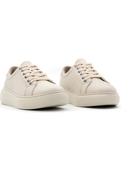 Luce Hakiki Deri Kadın Bej Casual Sneaker Ayakkabı