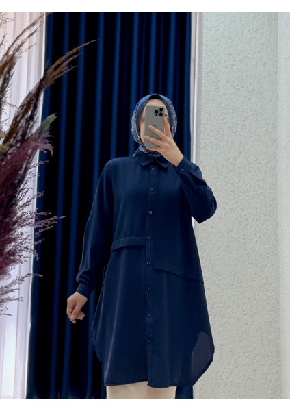 Eda Önleri Pileli Linda TUNIK-EL1173 Lacivert