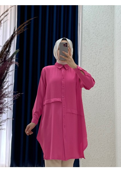 Eda Önleri Pileli Linda TUNIK-EL1173 Fuşya