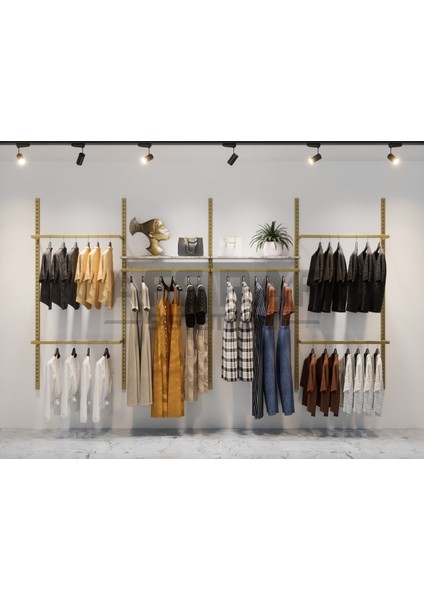 Mağaza Raf Sistemi, Askılık Sistemi, Butik Rafı, Mağaza Stand, Giyinme ODASI-245*200