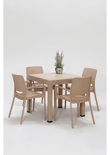 Rattan Lüx Masa Takımı, Cappucino