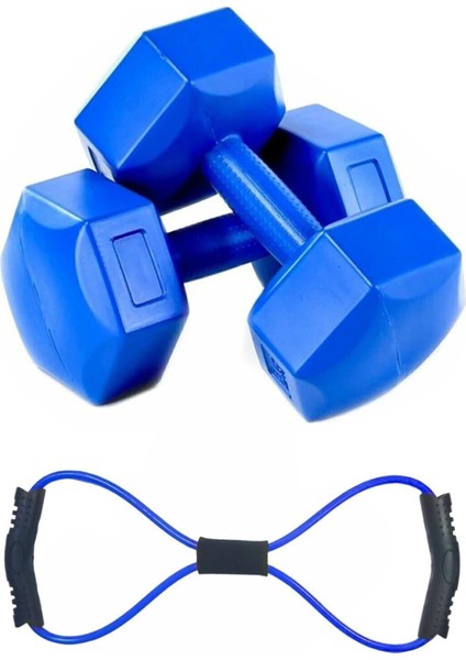 2 kg Dambıl ve Sekizgen Lastik Seti Egzersiz Seti Antrenman Seti 2 kg 2 Adet 4 kg Dambıl Seti