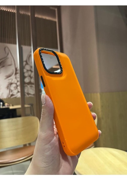 iPhone 13 Pro Max Yumuşak Dokulu Turuncu Telefon Kılıfı