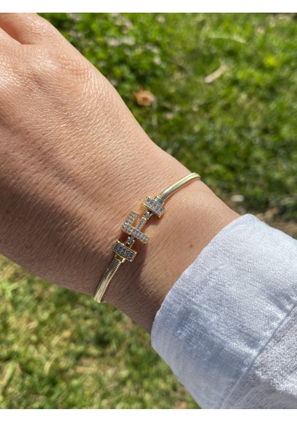 F Harfi Harf Bileklik Zirkon Taşlı Altın Renk fiyatları