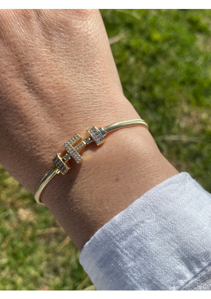 F Harfi Harf Bileklik Zirkon Taşlı Altın Renk indirimleri