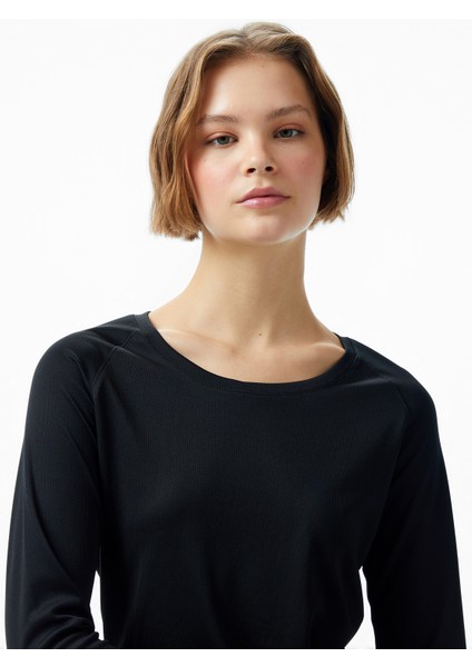 Natalja Ls Kadın Siyah Koşu T-SHIRT.050