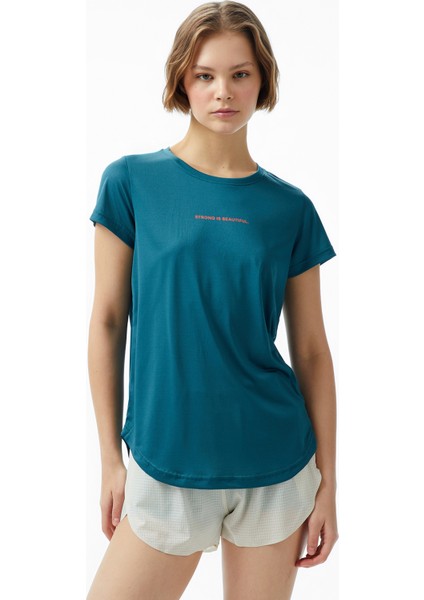 Cecilia Iv Ss Kadın Mavi Antrenman T-SHIRT.628