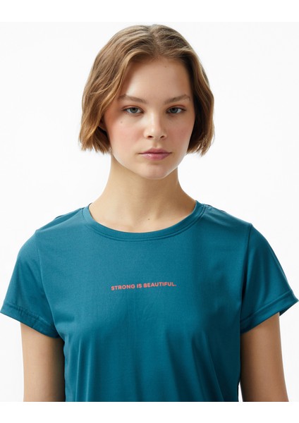 Cecilia Iv Ss Kadın Mavi Antrenman T-SHIRT.628