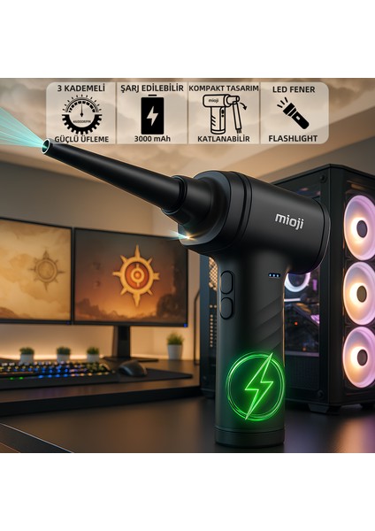 Mio AD72 3000MAH 46000RPM 3 Kademeli Taşınabilir Araç Hava Üfleme ve Vakum Cihazı