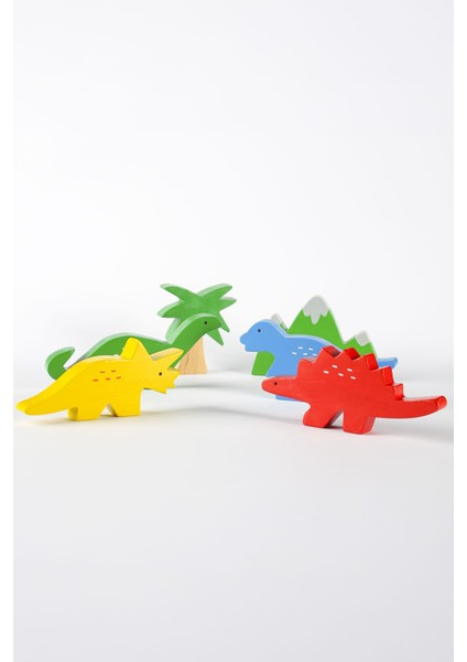 Ahşap Oyuncak Dinozor Seti – Montessori Uyumlu Doğal Ahşap Eğitici Oyuncak