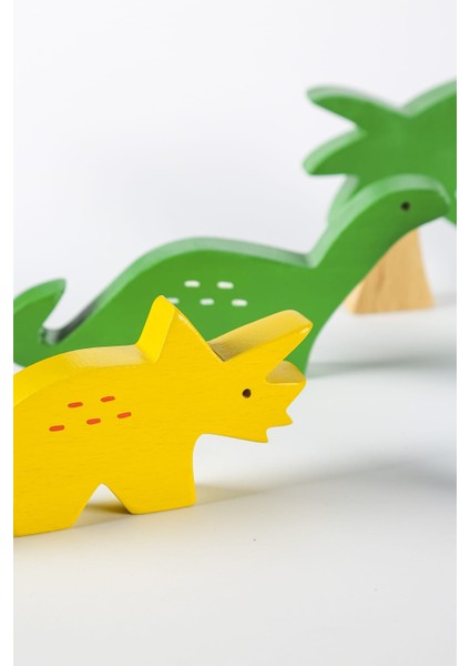 Ahşap Oyuncak Dinozor Seti – Montessori Uyumlu Doğal Ahşap Eğitici Oyuncak
